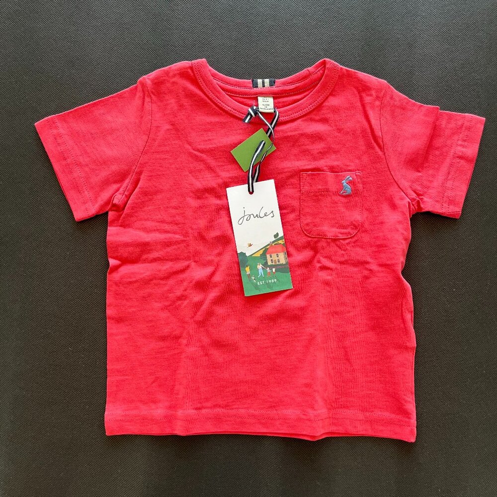 Joules Coral Pocket Tee size 3Y NWT